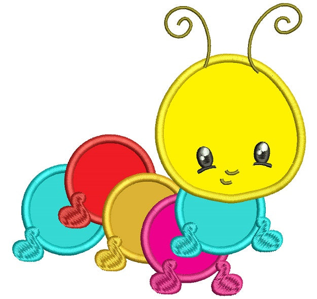 Cute Baby Caterpillar Applique Machine Embroidery Digitized Design Pattern
