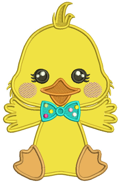 Cute Baby Chick With a Bow Tie Easter Applique Machine Embroidery Design Digitized Patterny