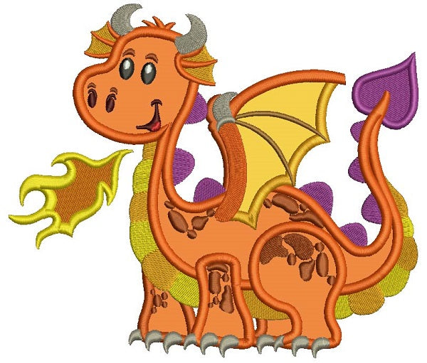 Cute Baby Dragon Applique Machine Embroidery Design Digitized Pattern