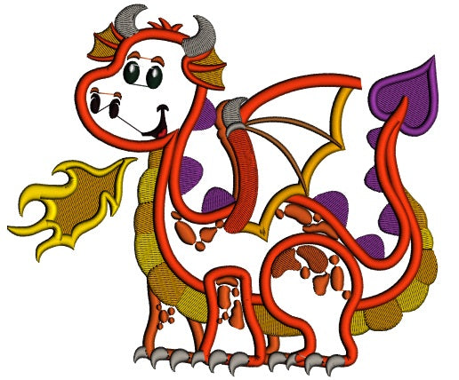 Cute Baby Dragon Applique Machine Embroidery Design Digitized Pattern