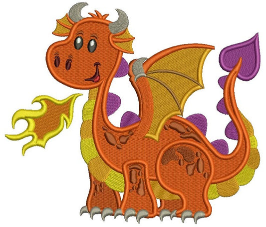 Cute Baby Dragon Filled Machine Embroidery Design Digitized Pattern