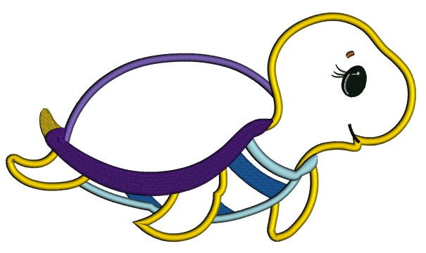 Cute Baby Turtle Applique Machine Embroidery Digitized Design Pattern