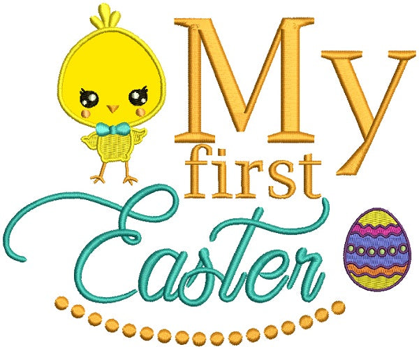 Cute Boy Chick My First Easter Applique Machine Embroidery Design Digitized Pattern