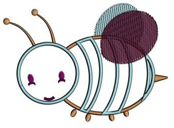 Cute Bumble Bee Applique Machine Embroidery Design Pattern - Instant Download - comes in three sizes to fit 4x4 , 5x7, and 6x10 hoops