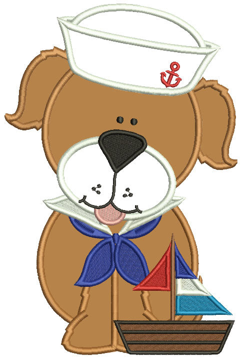 Cute Dog Sailor Applique Machine Embroidery Design Digitized Pattern