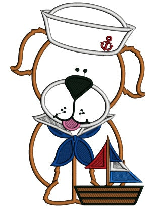 Cute Dog Sailor Applique Machine Embroidery Design Digitized Pattern