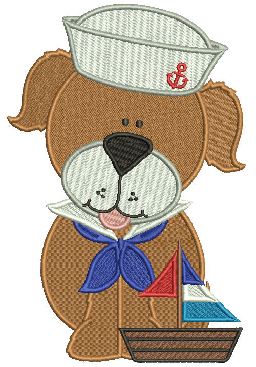 Cute Dog Sailor Filled Machine Embroidery Design Digitized Pattern