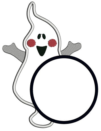 Cute Ghost Monogram Halloween Applique Machine Embroidery Design Digitized Pattern