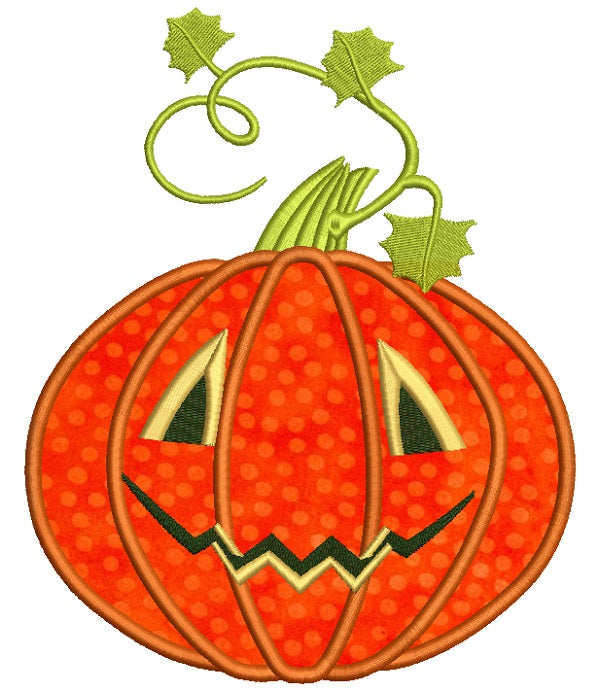 Cute Jack-o-lantern Pumpkin Halloween Applique Machine Embroidery Design Digitized Pattern