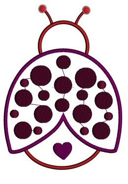 Cute Ladybug with a Heart Applique Machine Embroidery Digitized Design Pattern - Instant Download - 4x4 , 5x7, and 6x10 -hoops