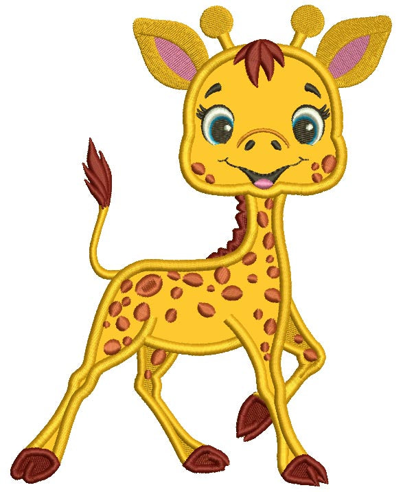 Cute Little Baby Giraffe Applique Machine Embroidery Design Digitized Pattern