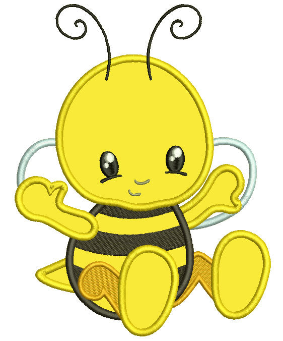 Cute Little Bee Applique Machine Embroidery Design Digitized Pattern