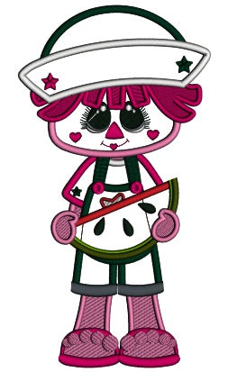 Cute Little Boy Holding a Watermelon Applique Machine Embroidery Design Digitized Pattern