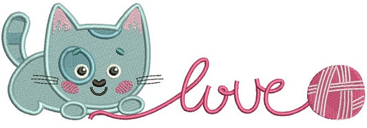 Cute Little Cat Love Filled Machine Embroidery Design Digitized Pattern