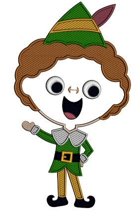 Cute Little Christmas Elf Applique Machine Embroidery Design Digitized Pattern