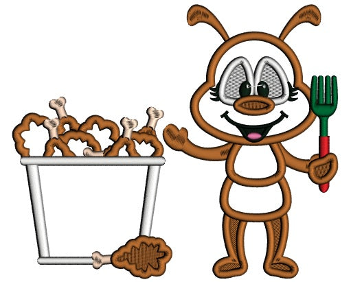 Cute Little Cook Ant Applique Machine Embroidery Digitized Design Pattern