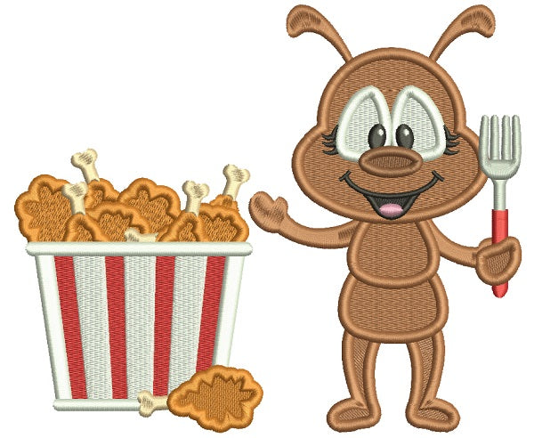 Cute Little Cook Ant Filled Machine Embroidery Digitized Design Pattern