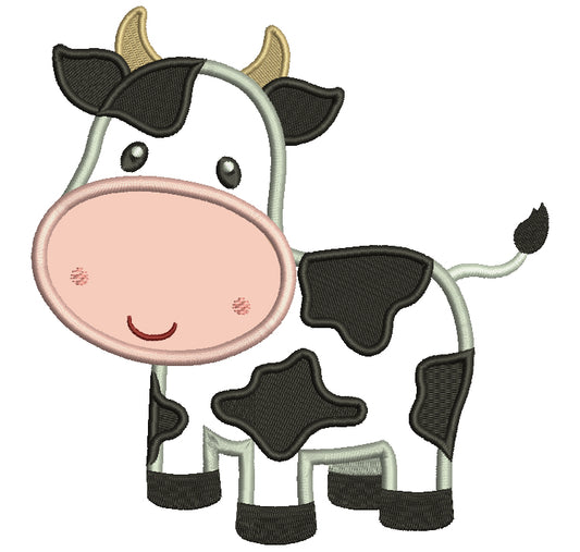Cute Little Cow Applique Machine Embroidery Digitized Design Pattern