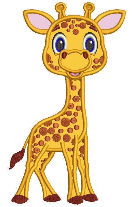 Cute Little Giraffe Applique Machine Embroidery Design Digitized Pattern