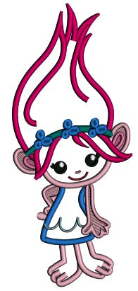 Cute Little Girl Troll Looks Like Poppy From Smurfs Applique Machine Embroidery Design Digitized Pattern