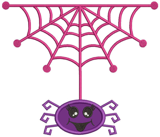 Cute Little Happy Spider Halloween Applique Machine Embroidery Design Digitized Pattern