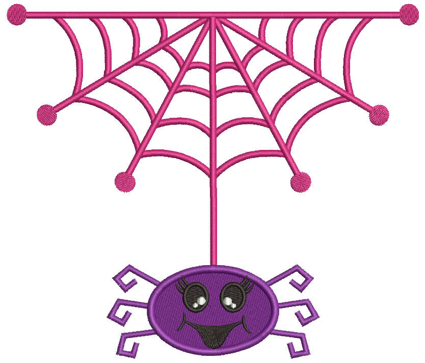 Cute Little Happy Spider Halloween Filled Machine Embroidery Design Digitized Pattern