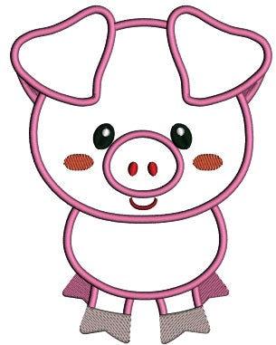 Cute Little Piggy Applique Machine Embroidery Digitized Design Pattern