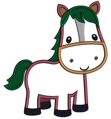 Cute Little Pony Horse Applique Machine Embroidery Digitized Design Pattern
