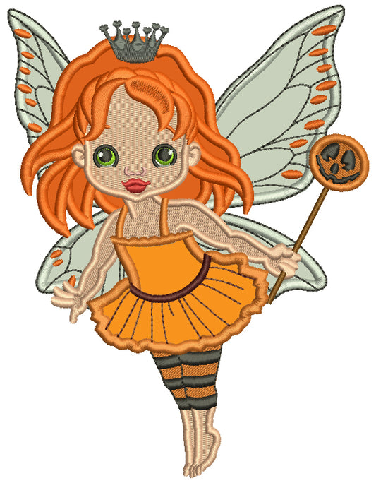 Cute Little Princess Fairy Halloween Applique Machine Embroidery Design Digitized Pattern