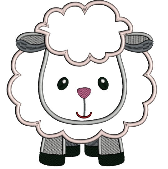 Cute Little Sheep Applique Machine Embroidery Digitized Design Pattern