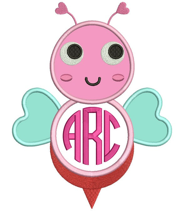 Cute Monogram Bee Applique Machine Embroidery Design Digitized Pattern