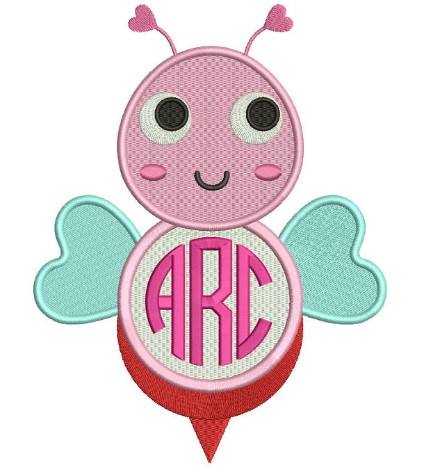 Cute Monogram Bee Filled Machine Embroidery Design Digitized Pattern
