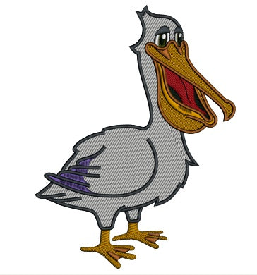 Cute Pelican Applique Machine Embroidery Design Digitized Pattern