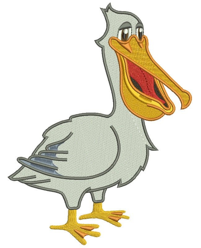 Cute Pelican Filled Machine Embroidery Design Digitized Pattern