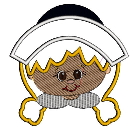 Cute Pilgrim Girl Applique Machine Embroidery Design Digitized Pattern