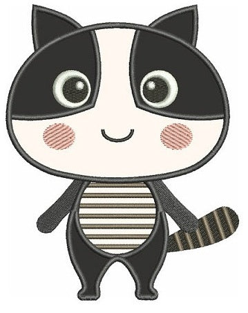 Cute Raccoon Applique Machine Embroidery Digitized Design Animal Pattern - Instant Download - 4x4 , 5x7, and 6x10 -hoops