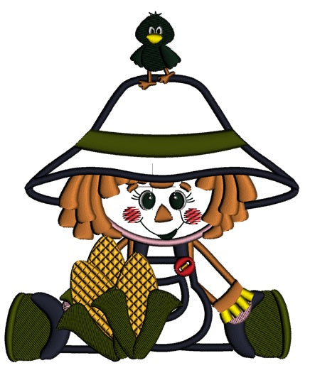 Cute Scarecrow Boy Fall Applique Machine Embroidery Digitized Design Pattern