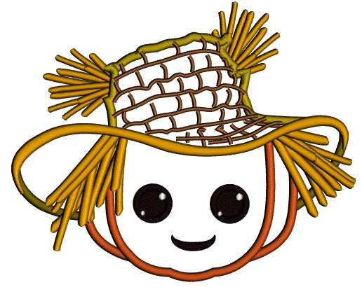 Cute Scarecrow Pumpkin Head Applique Machine Embroidery Design Digitized Pattern