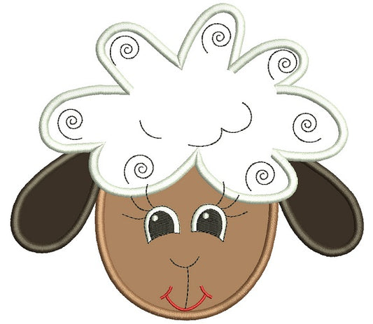 Cute Sheep Head Applique Machine Embroidery Design Digitized Pattern