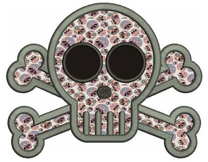 Cute Skull and Bones Applique Digitized Machine Embroidery Design Pattern - Instant Download - 4x4 , 5x7, 6x10