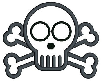 Cute Skull and Bones Applique Digitized Machine Embroidery Design Pattern - Instant Download - 4x4 , 5x7, 6x10