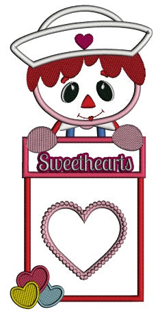 Cute Sweetheart Sailor With Heart Applique Machine Embroidery Design Digitized Pattern