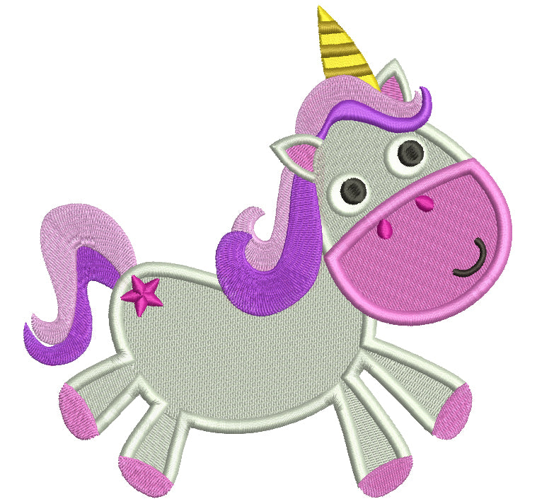 Cute Unicorn Filled Machine Embroidery Digitized Design Pattern