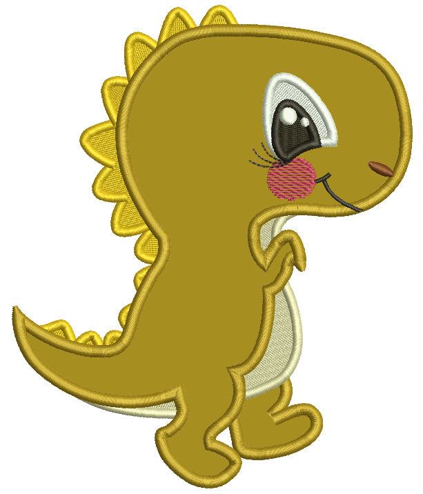 Cute Walking Baby Dino Applique Machine Embroidery Design Digitized Pattern