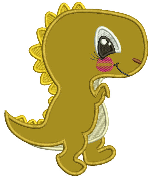 Cute Walking Baby Dino Applique Machine Embroidery Design Digitized Pattern