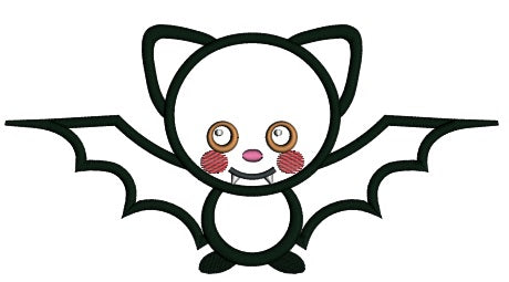 Cute Baby Halloween Bat Applique Machine Embroidery Digitized Design Pattern