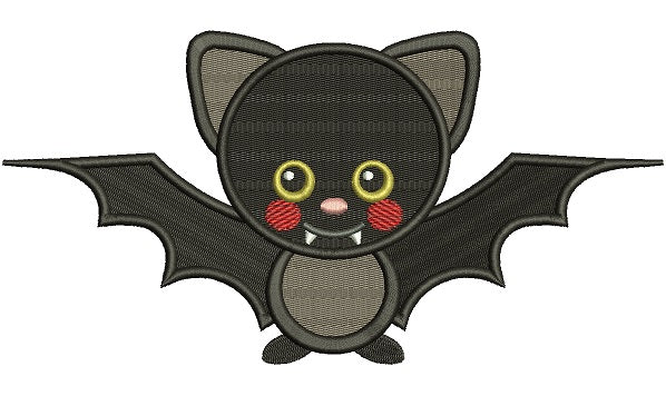 Cute Baby Halloween Bat Filled Machine Embroidery Digitized Design Pattern