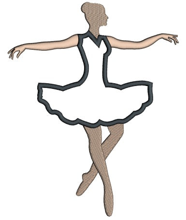 Dancing Ballerina Applique Machine Embroidery Digitized Design Pattern