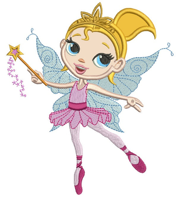 Dancing Fairy Ballerina Applique Machine Embroidery Design Digitized Pattern