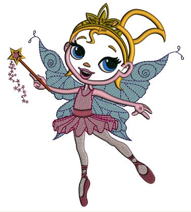 Dancing Fairy Ballerina Applique Machine Embroidery Design Digitized Pattern